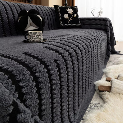 Sofa Cover - Pluche Getufte Afwerking met Antislip en Vintage Lijnpatroon