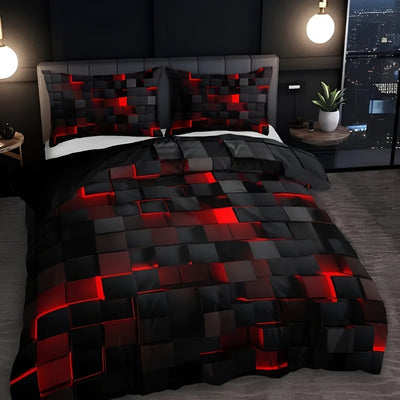 Dekbedovertrek - Neon 3D Grid Design