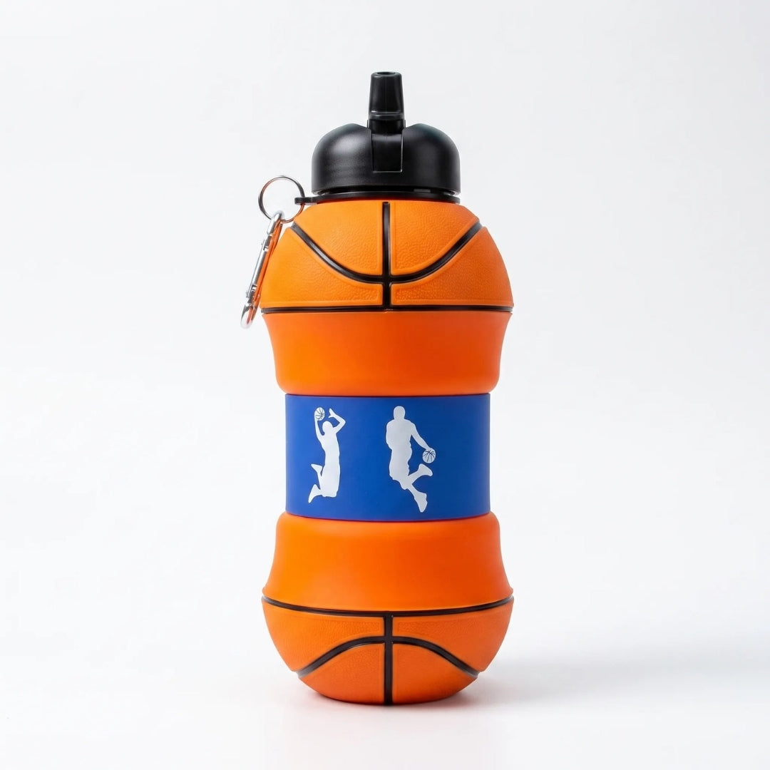 Waterfles Met Sportthema - Opvouwbaar Voetbaldesign met Karabijnhaak