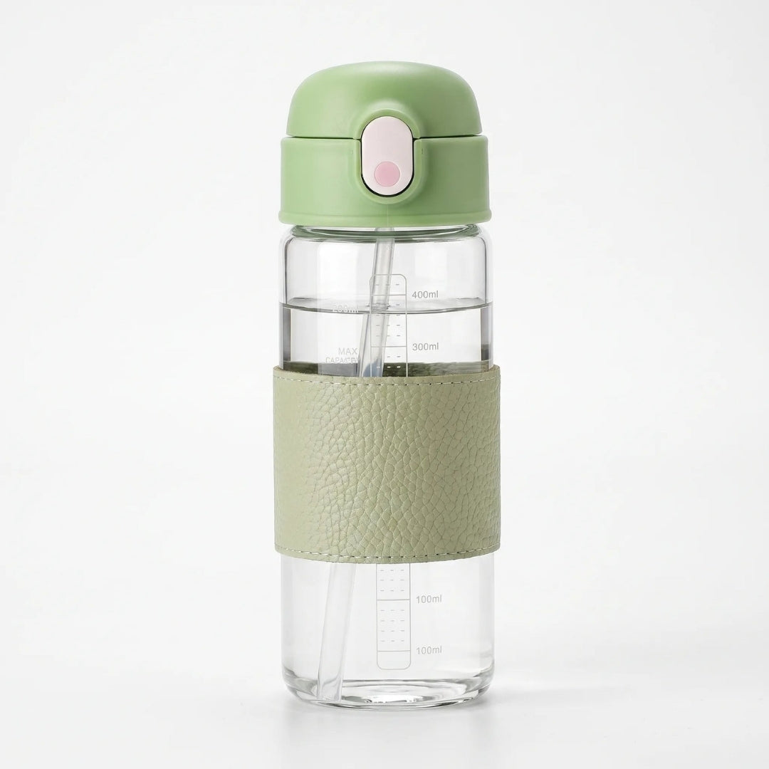 Waterfles - Transparant Model met Rietje en Drukknop