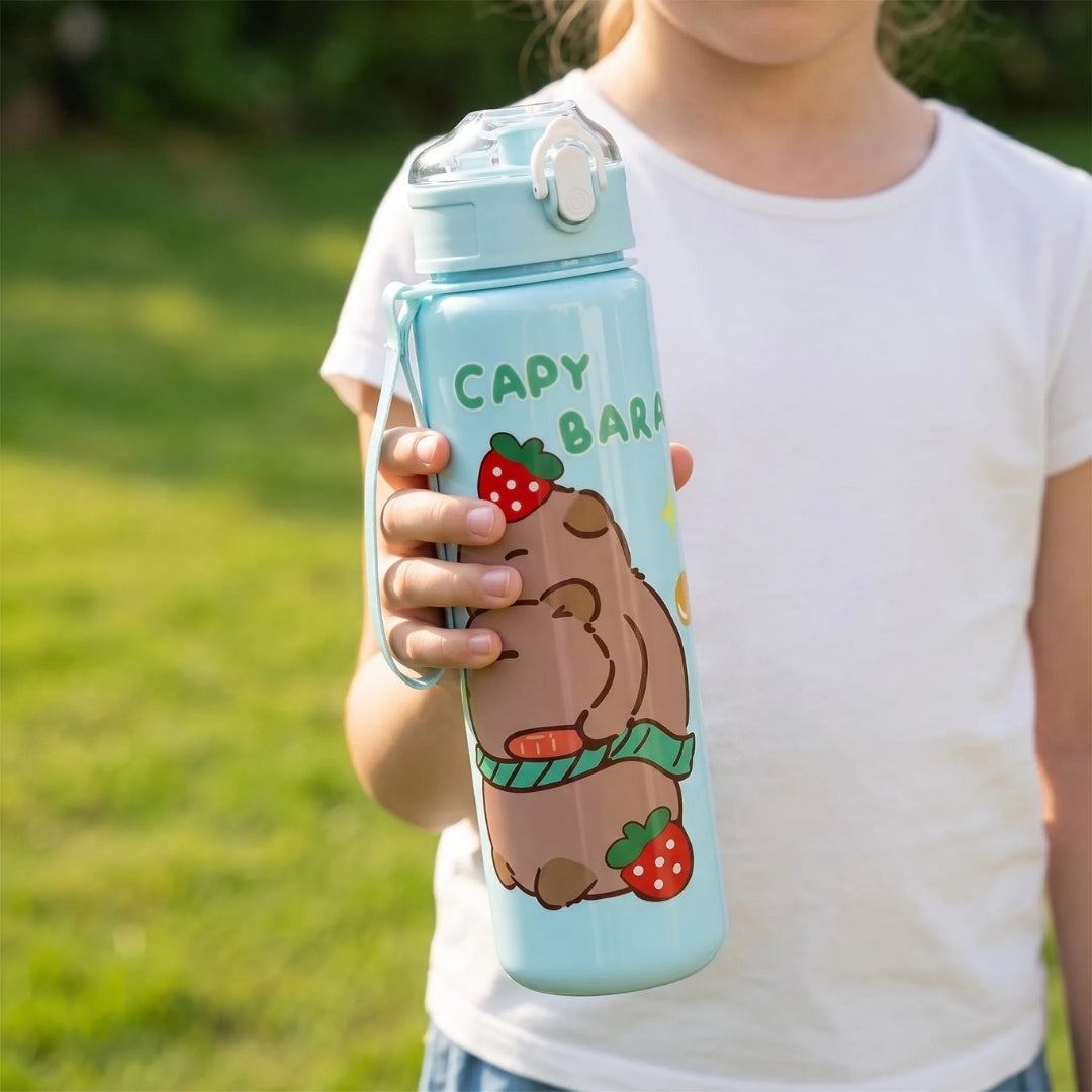 Capybara Waterfles met Rietje en Veiligheidssluiting - 800ml