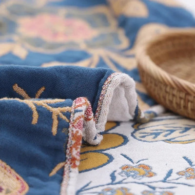 Omkeerbare Deken Met Bloemendesign & Jacquard-Structuur