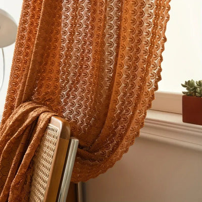 Boho Gordijnen - Gehaakt Ruitpatroon met Lichtdoorlatende Afwerking