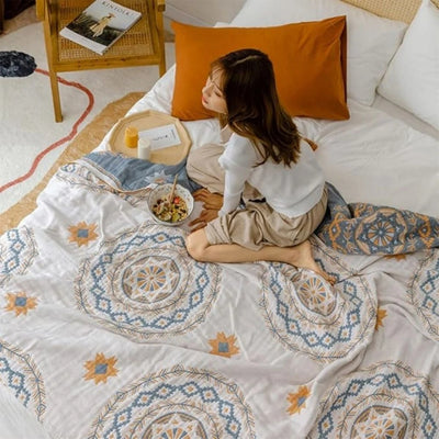 Katoenen Deken - Bohemian Mandala Met Decoratieve Uitstraling