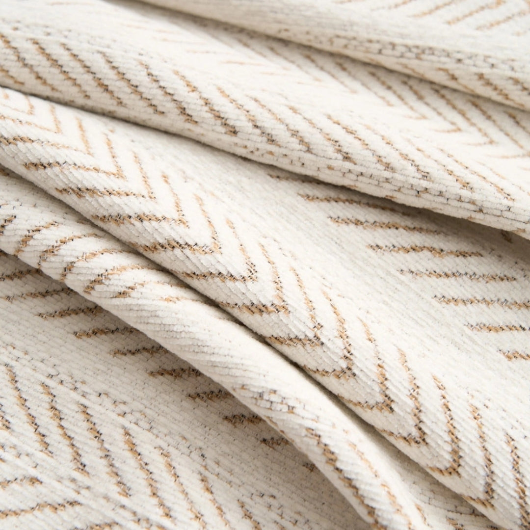 Bankhoes - Chenille Visgraatpatroon met Kwastjes en Antislip Afwerking