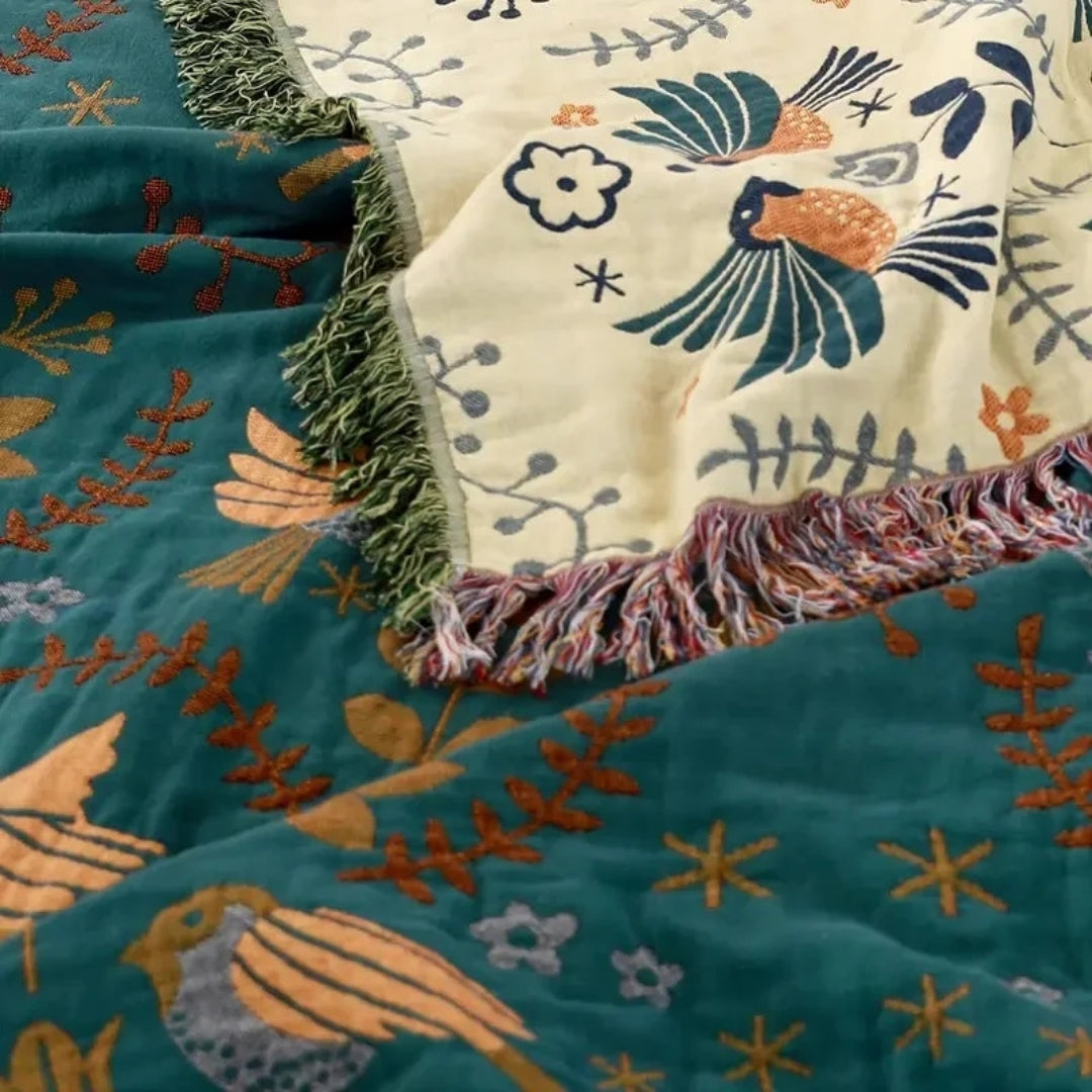 Katoenen Deken - Omkeerbaar Scandinavisch Design Met Franjes