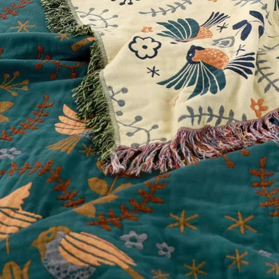 Katoenen Deken - Omkeerbaar Scandinavisch Design Met Franjes