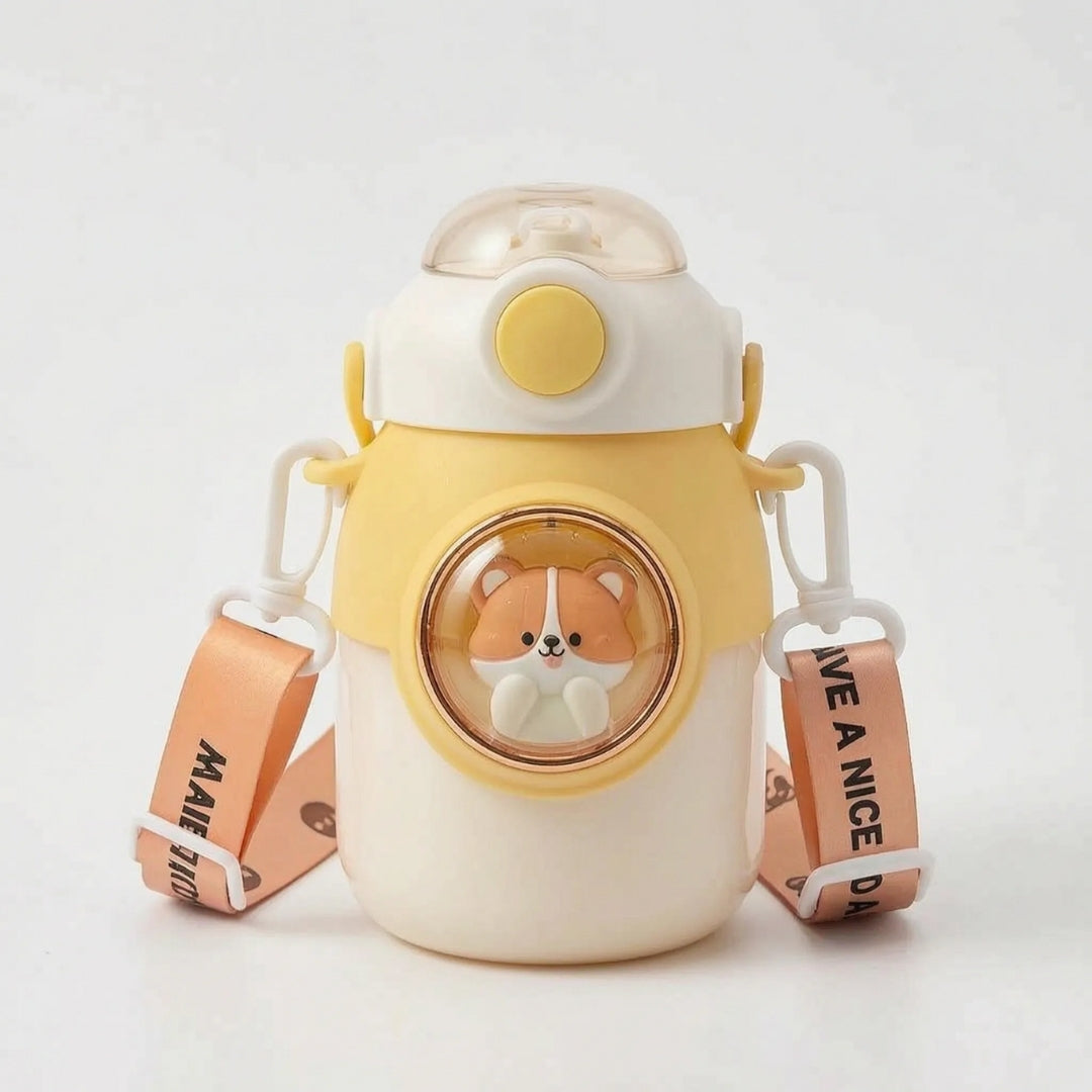 Kinder Waterfles Met 3D Beer Figuur en Rietje