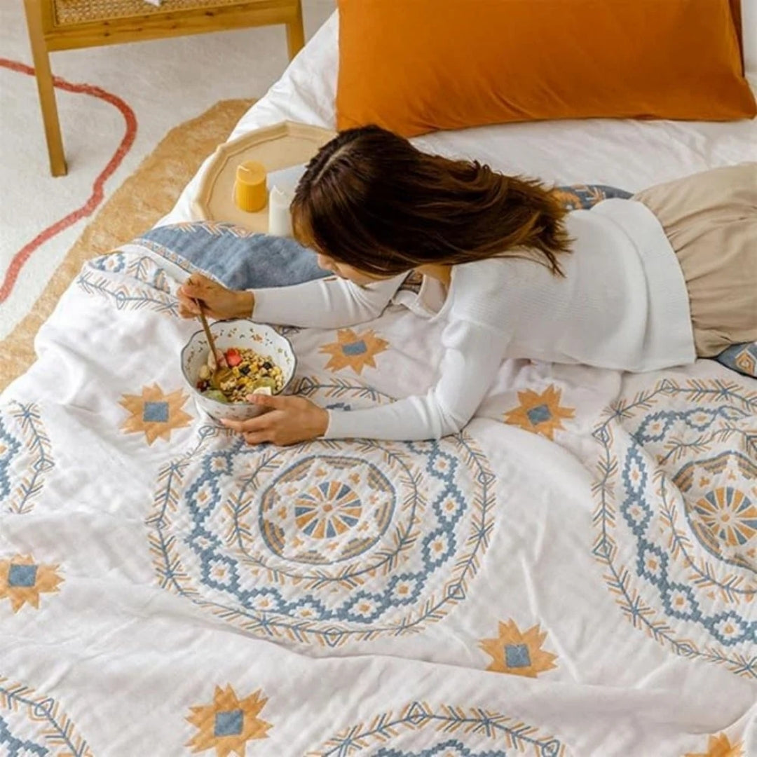 Katoenen Deken - Bohemian Mandala Met Decoratieve Uitstraling