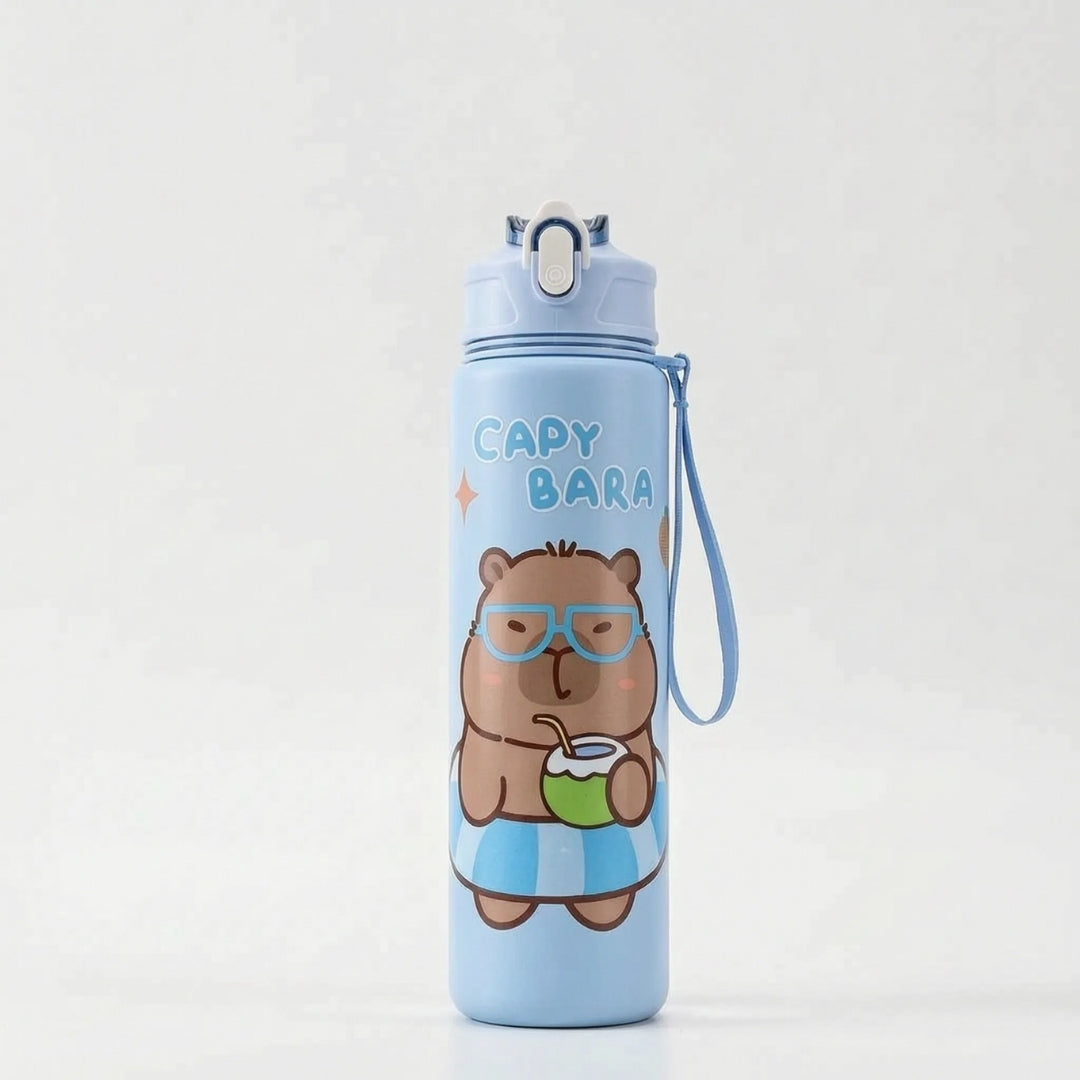 Capybara Waterfles met Rietje en Veiligheidssluiting - 800ml