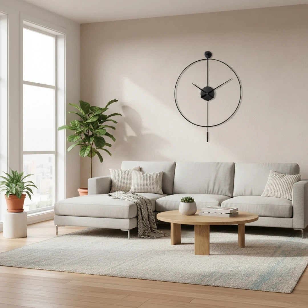 Large Silent Wall Clock with Pendulum - Chronelle