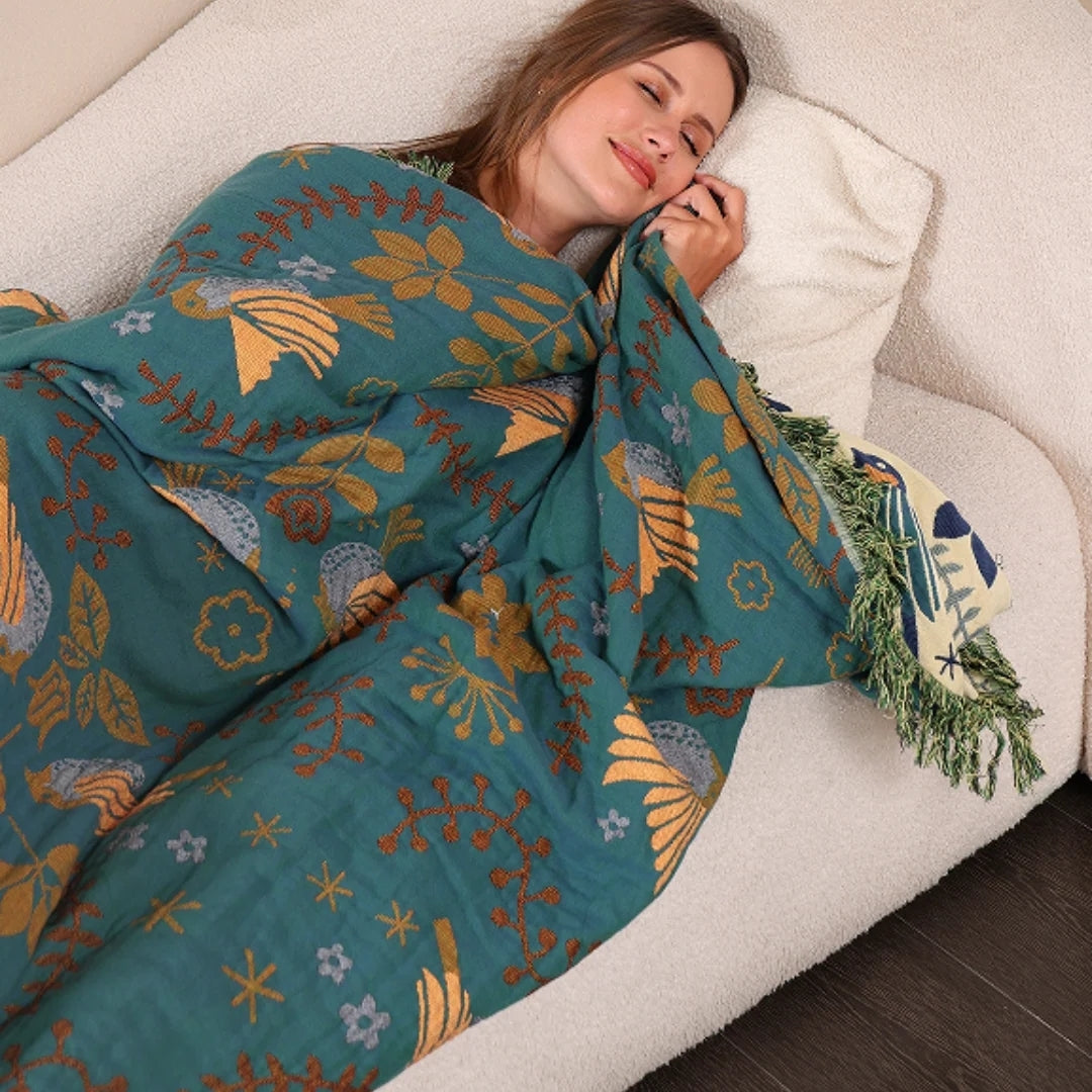 Katoenen Deken - Omkeerbaar Scandinavisch Design Met Franjes