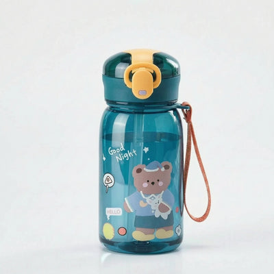 Drinkfles Voor Kinderen - 400 ml Met Rietje en Berenprint
