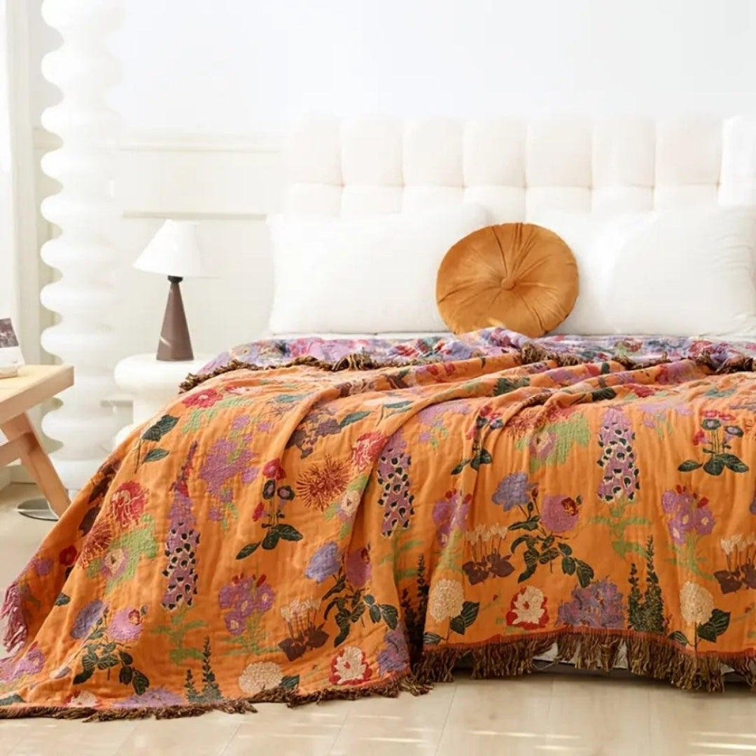 Katoenen Deken - Botanisch Jacquard Design