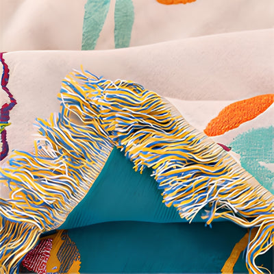 Katoenen Deken - Boho Vogelpatroon Met Decoratieve Franjes