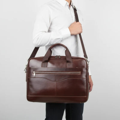 Documenttas - Elegante Leren Uitvoering Voor Laptop Tot 15 Inch