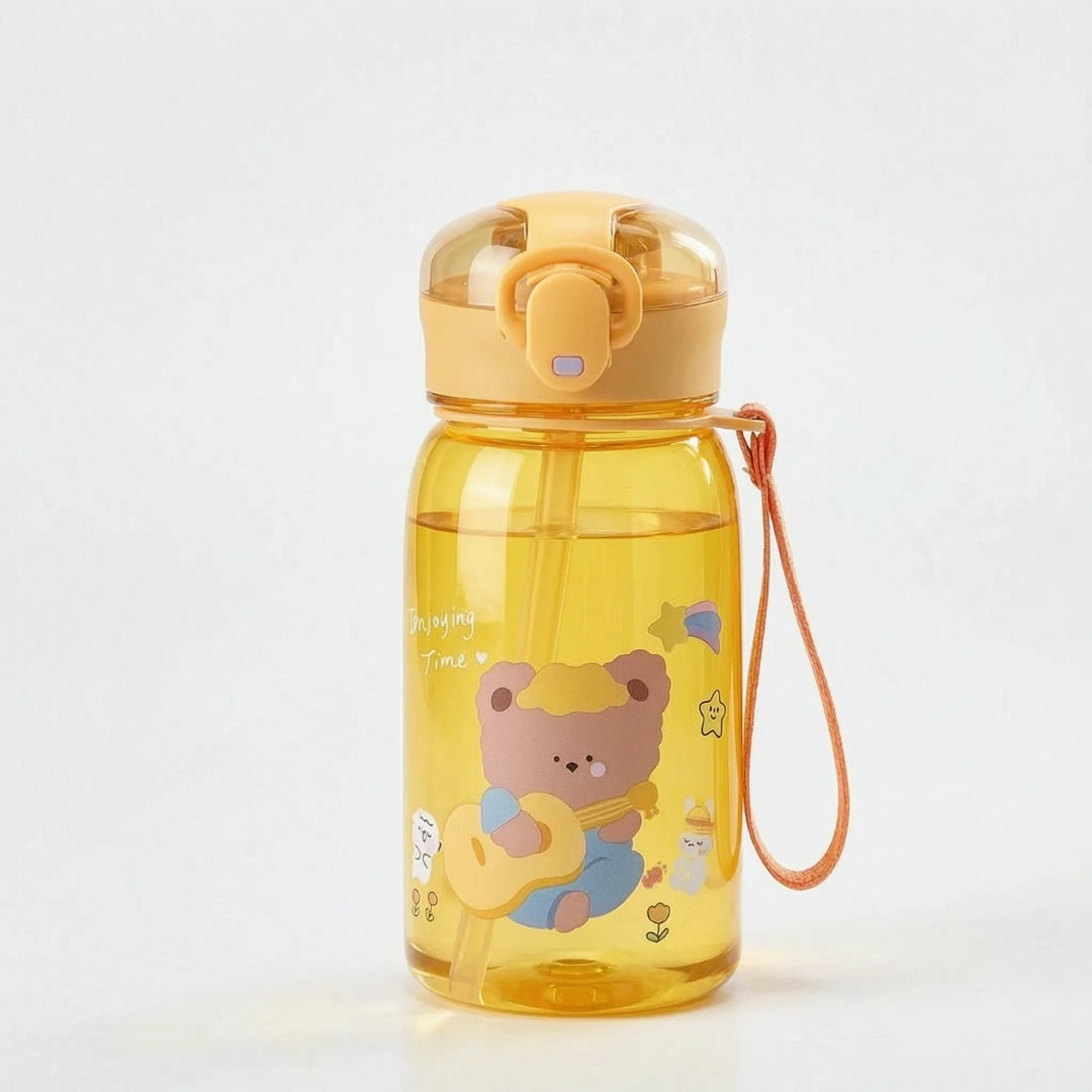 Drinkfles Voor Kinderen - 400 ml Met Rietje en Berenprint