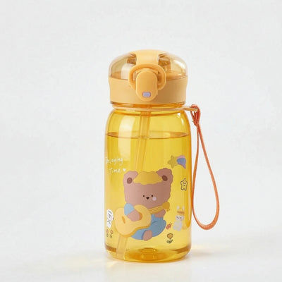 Drinkfles Voor Kinderen - 400 ml Met Rietje en Berenprint