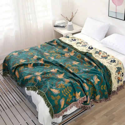 Katoenen Deken - Omkeerbaar Scandinavisch Design Met Franjes
