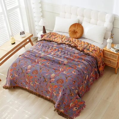 Katoenen Deken - Botanisch Jacquard Design