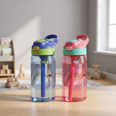 Drinkfles Voor Kinderen met Rietje en Drukknop