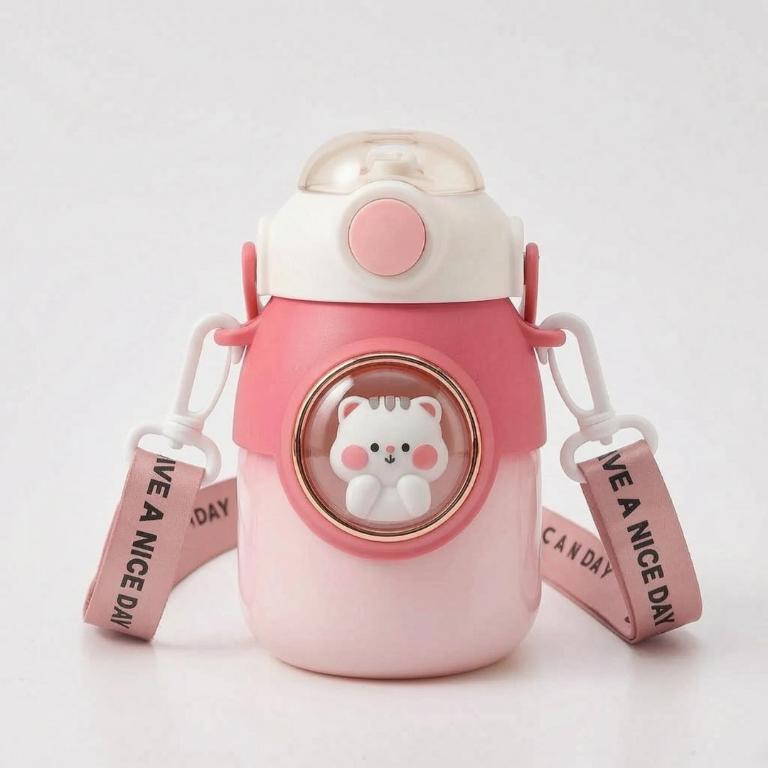 Kinder Waterfles Met 3D Beer Figuur en Rietje