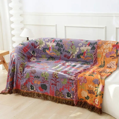Katoenen Deken - Botanisch Jacquard Design