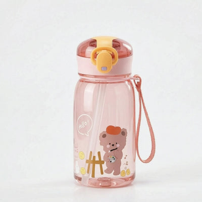 Drinkfles Voor Kinderen - 400 ml Met Rietje en Berenprint