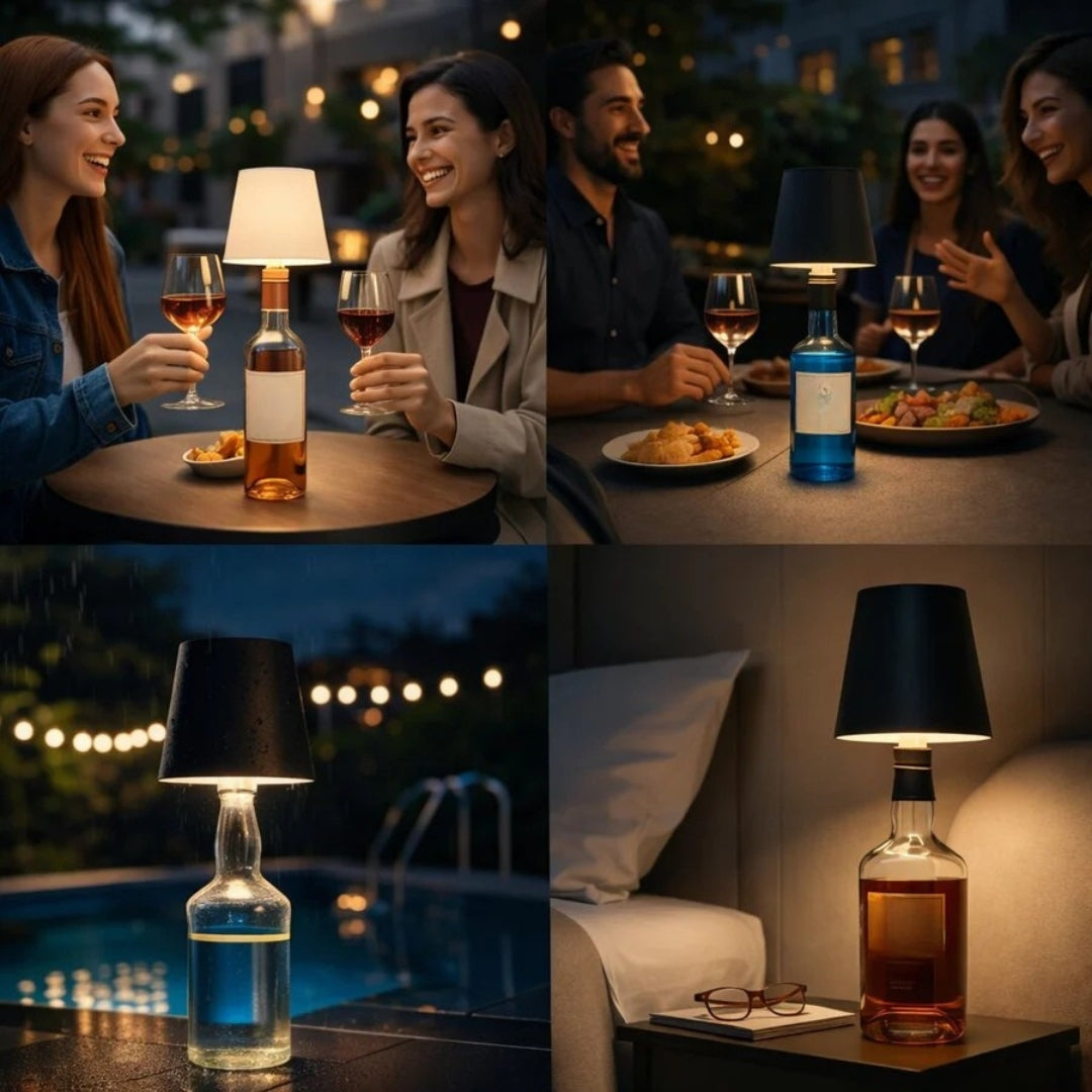 Bordlampe - Trådløs flaske lampe med stemningsbelysning - GlowBottle