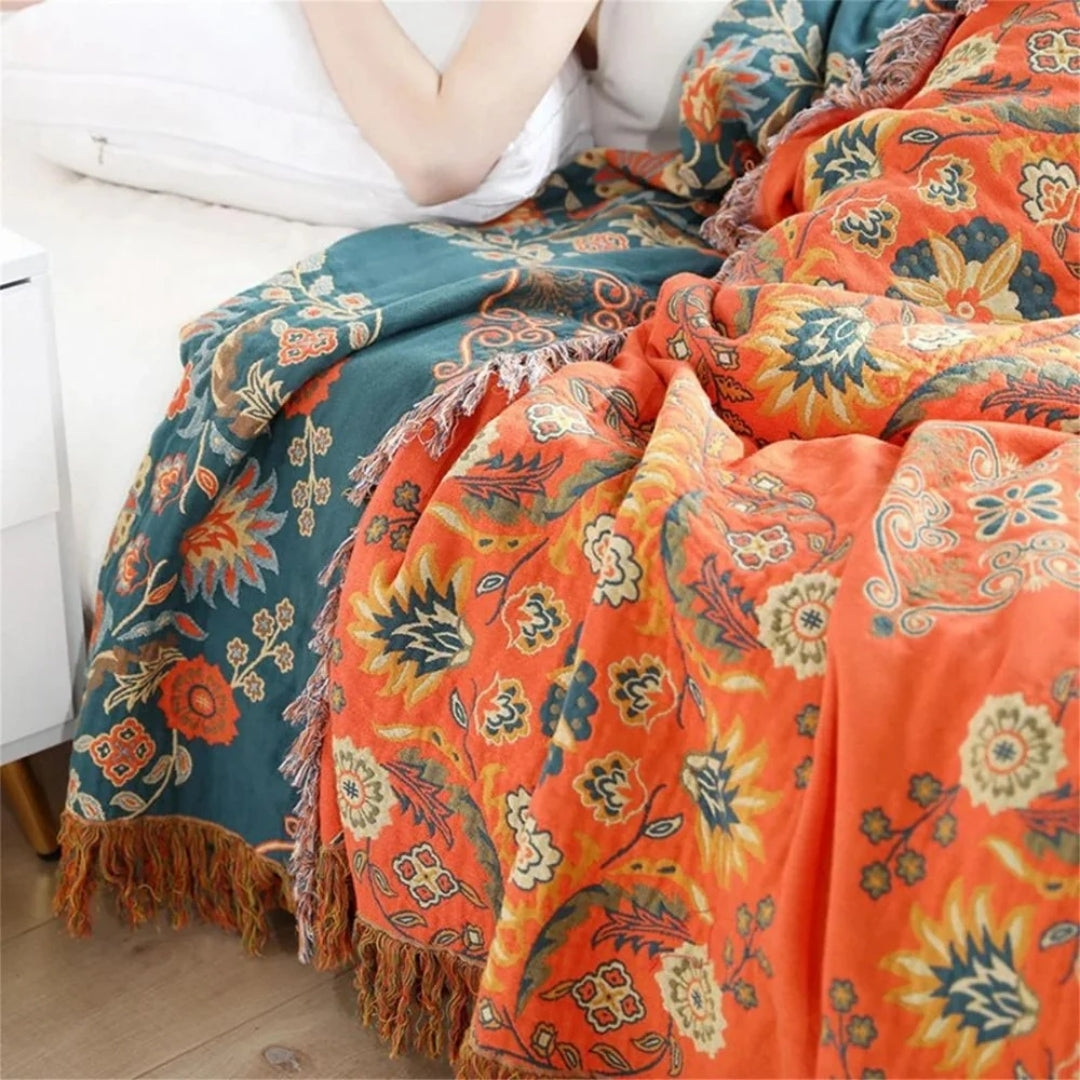 Omkeerbare Deken - Vintage Bloemenpatroon Met Rustieke Uitstraling