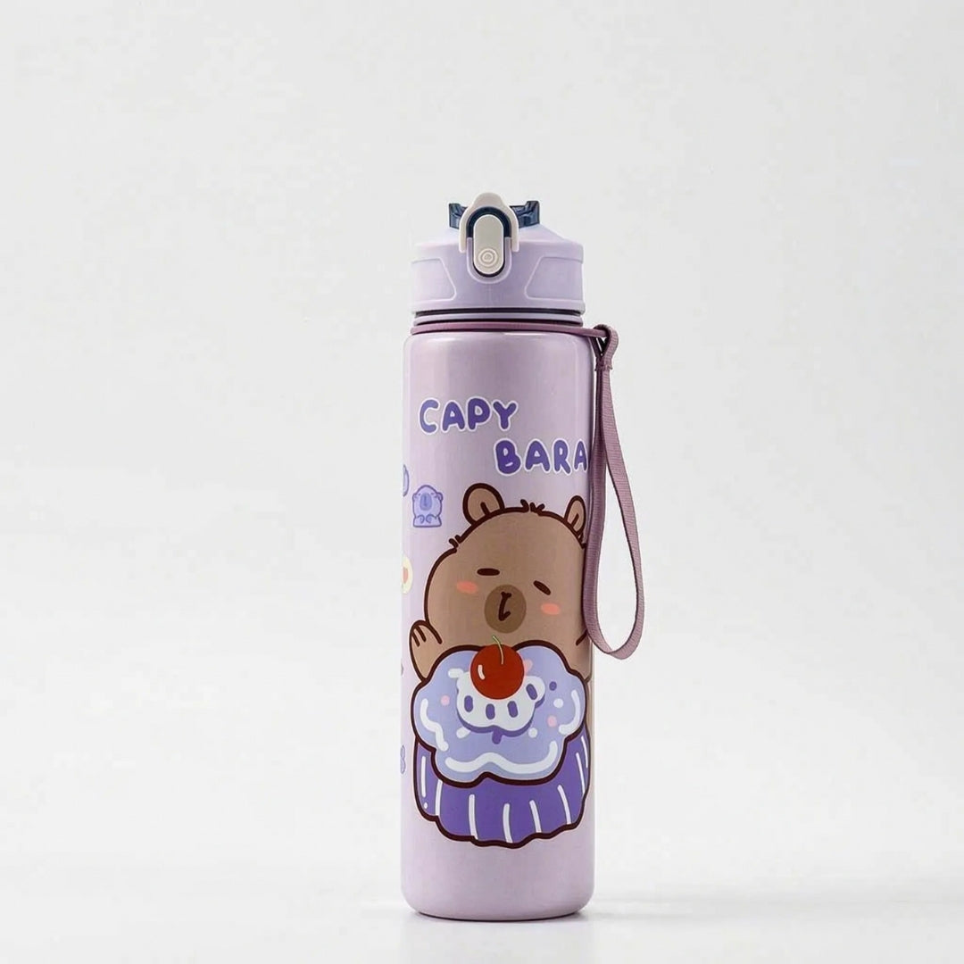 Capybara Waterfles met Rietje en Veiligheidssluiting - 800ml