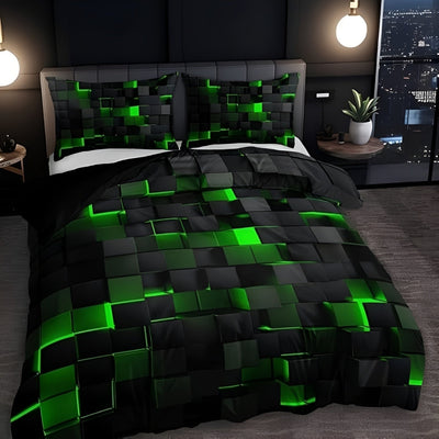 Dekbedovertrek - Neon 3D Grid Design