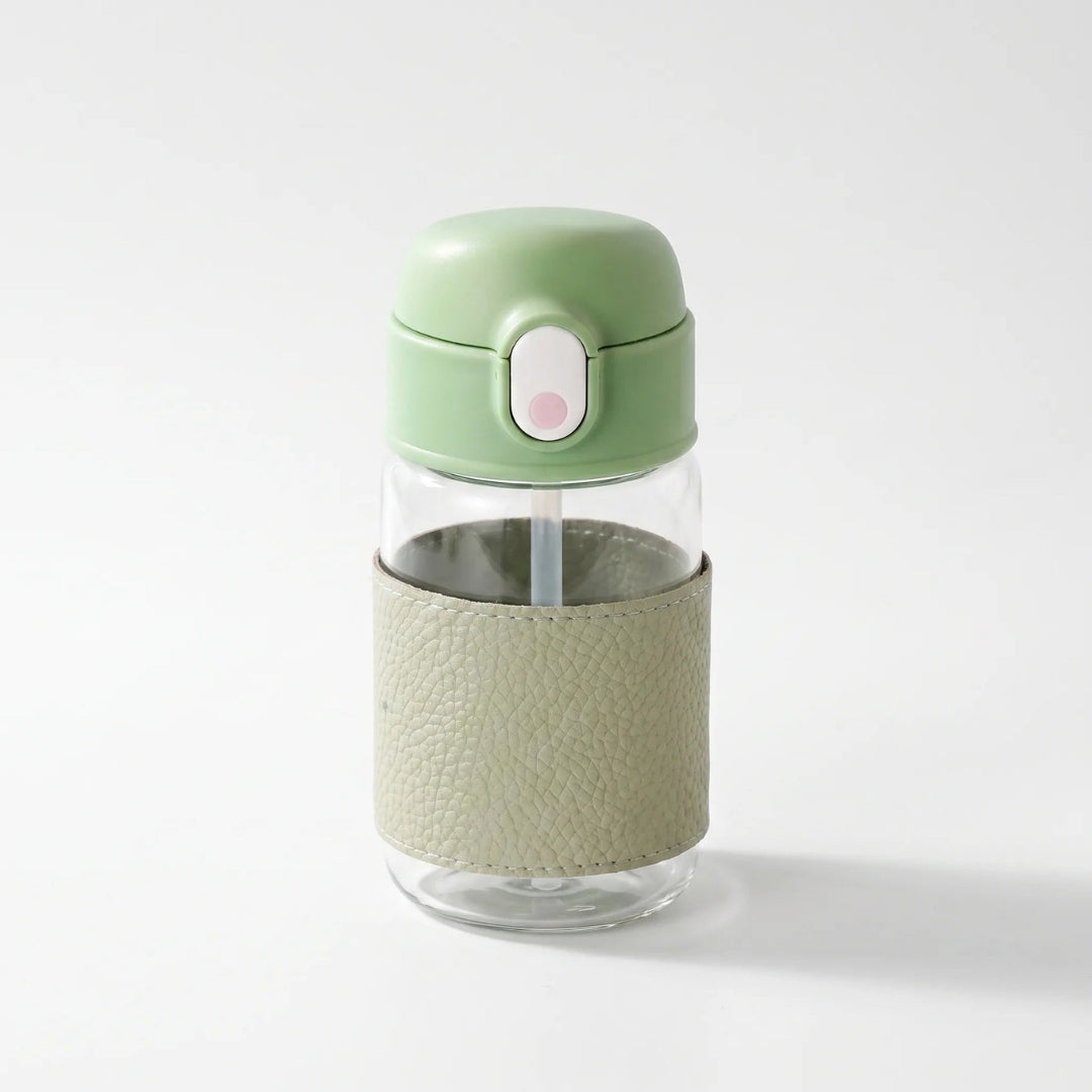 Waterfles - Transparant Model met Rietje en Drukknop