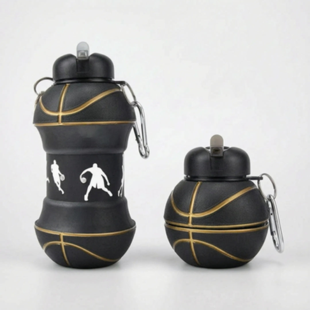 Waterfles Met Sportthema - Opvouwbaar Voetbaldesign met Karabijnhaak
