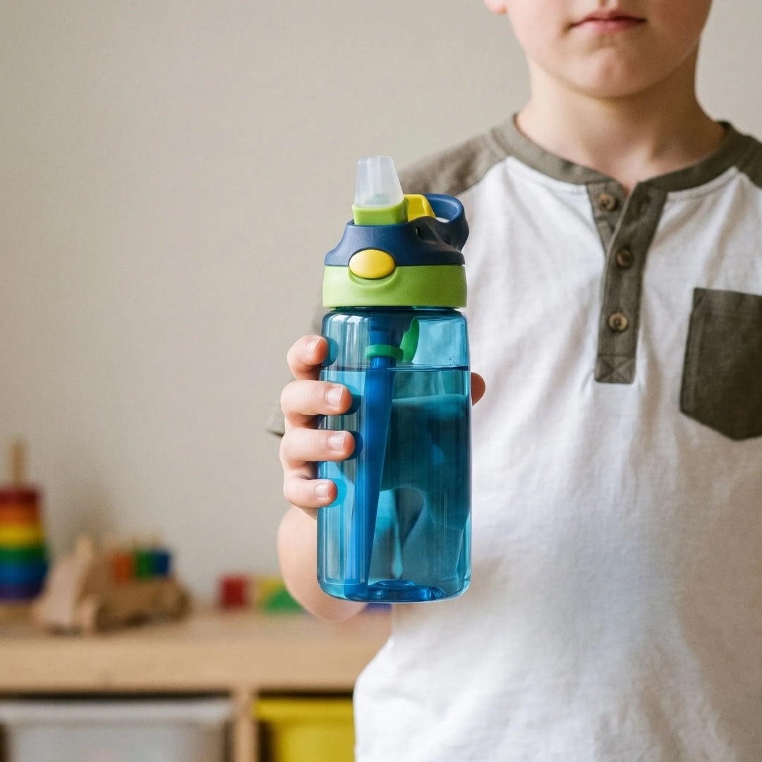 Drinkfles Voor Kinderen met Rietje en Drukknop