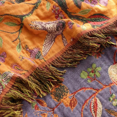Katoenen Deken - Botanisch Jacquard Design