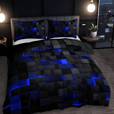 Dekbedovertrek - Neon 3D Grid Design