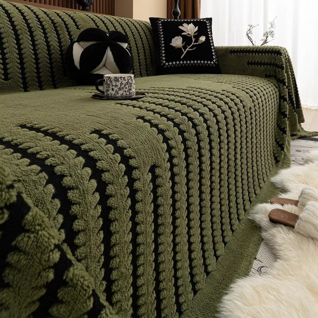 Sofa Cover - Pluche Getufte Afwerking met Antislip en Vintage Lijnpatroon