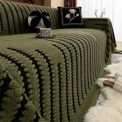 Sofa Cover - Pluche Getufte Afwerking met Antislip en Vintage Lijnpatroon