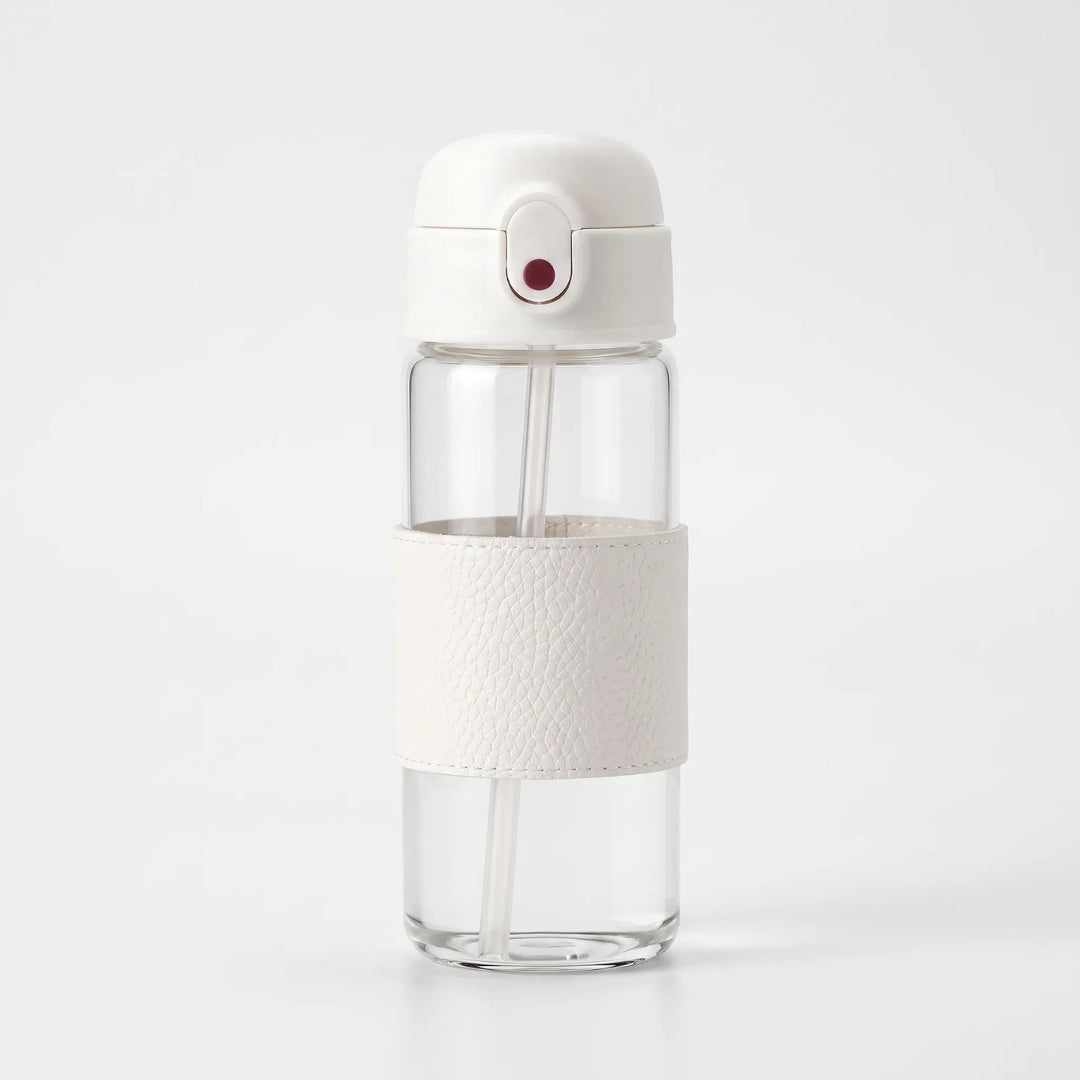 Waterfles - Transparant Model met Rietje en Drukknop