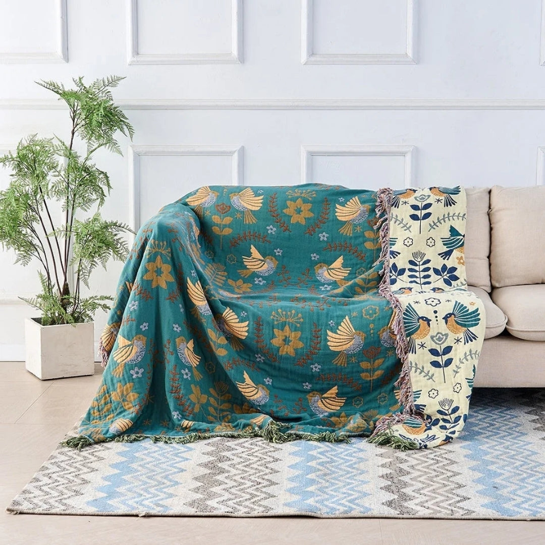 Katoenen Deken - Omkeerbaar Scandinavisch Design Met Franjes