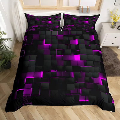 Dekbedovertrek - Neon 3D Grid Design