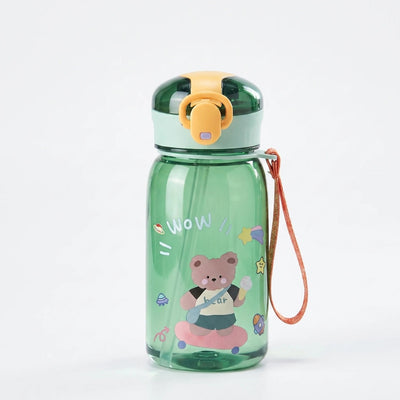 Drinkfles Voor Kinderen - 400 ml Met Rietje en Berenprint