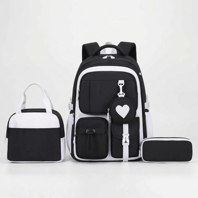 Schooltas Voor Meiden met Geometrisch Design en Hart-Accessoire