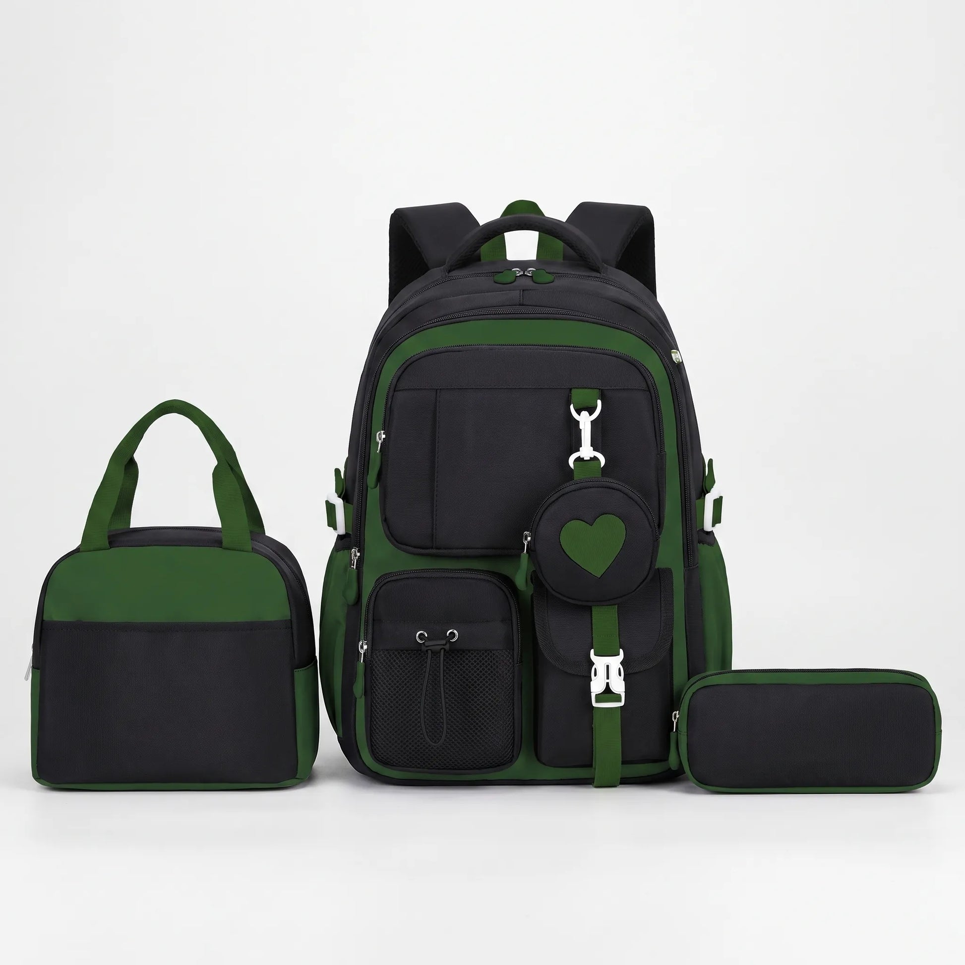 Schooltas Voor Meiden met Geometrisch Design en Hart-Accessoire