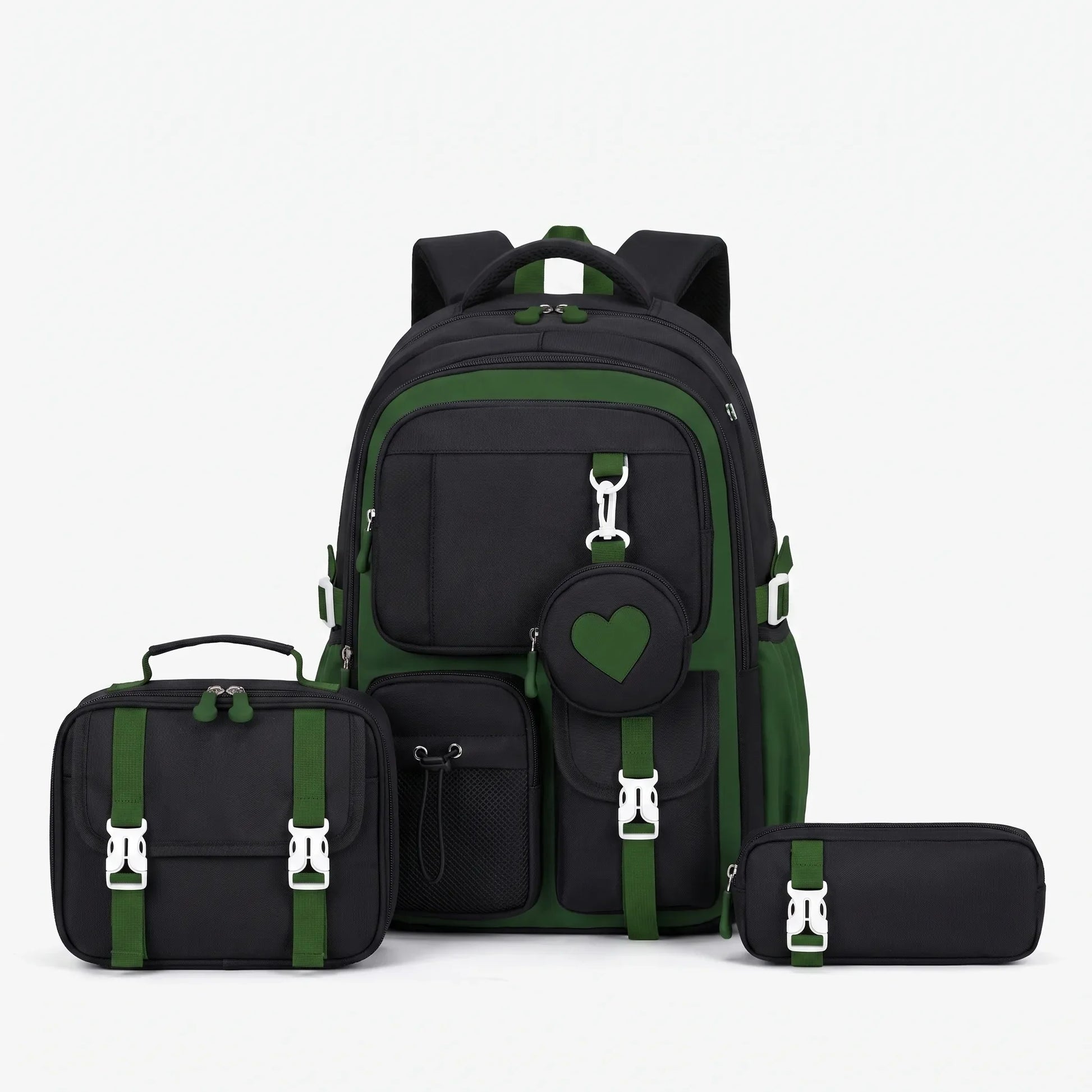 Schooltas Voor Meiden met Geometrisch Design en Hart-Accessoire