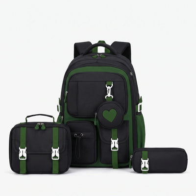 Schooltas Voor Meiden met Geometrisch Design en Hart-Accessoire