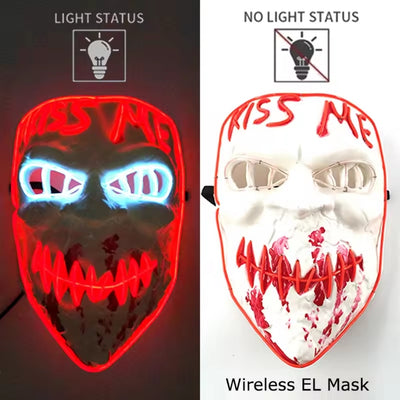 Halloween Masker - Lichtgevend Neon Horror Design met Meerdere Lichtstanden