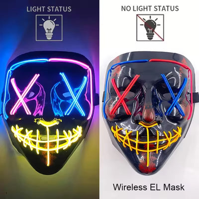 Halloween Masker - Lichtgevend Neon Horror Design met Meerdere Lichtstanden