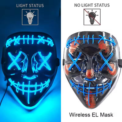 Halloween Masker - Lichtgevend Neon Horror Design met Meerdere Lichtstanden